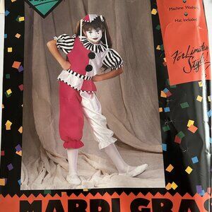 Vintage Mardi Gras Happy Clown Halloween Costume Outfit; most Girls Size 7-10